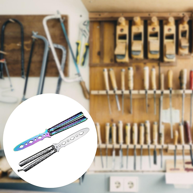 Bộ 2 Dao Bướm Thích Hợp Đi Cắm Trại Dã Ngoại An Toàn Khi Sử Dụng Training Knife Tool Safe