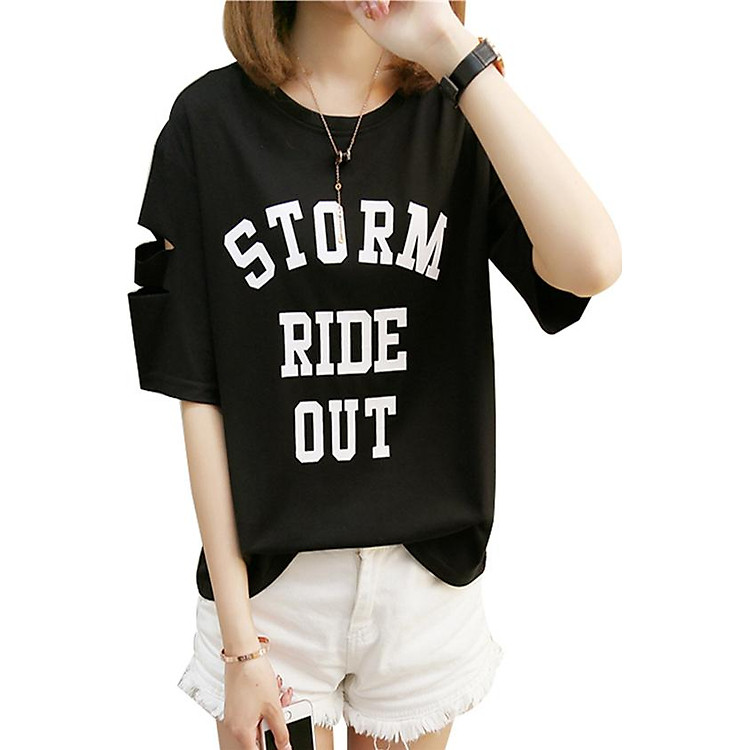 Áo thun nữ storm ride out màu đen d457 thương hiệu T&d