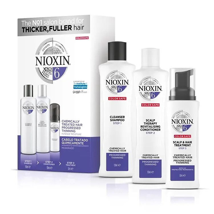 Bộ dầu gội xả Nioxin 6 Chemically Treated Hair Progressed Thinning Travel Kit Cho tóc uốn duỗi tẩy có dấu hiệu thưa rụng Mỹ 150ml