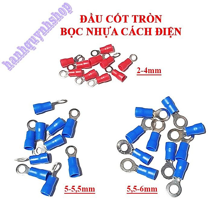 Đầu cốt dây điện tròn cos bọc nhựa cách điện 2-6mm loại đẹp (Gói 10 cái)