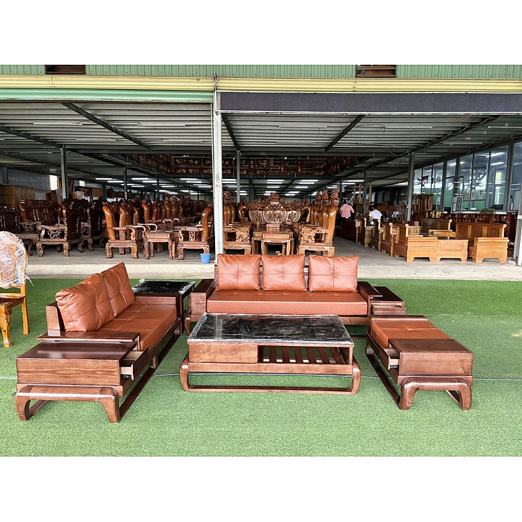 Bộ sofa phòng khách gỗ sồi JNTV24 Juno Sofa 2 văng kèm nệm sang trọng, hiện đại