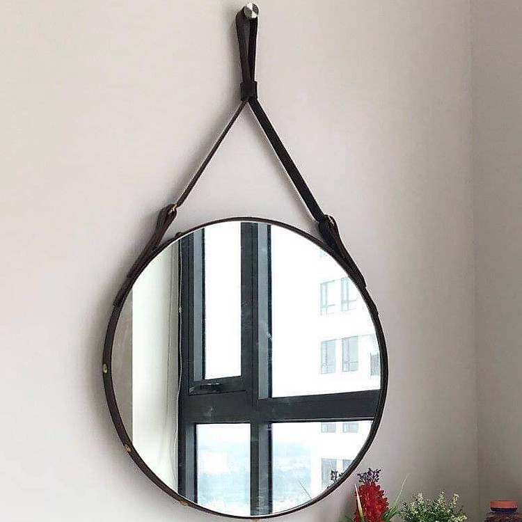 Giương tròn treo tường viền dây da simili cao cấp 60cm