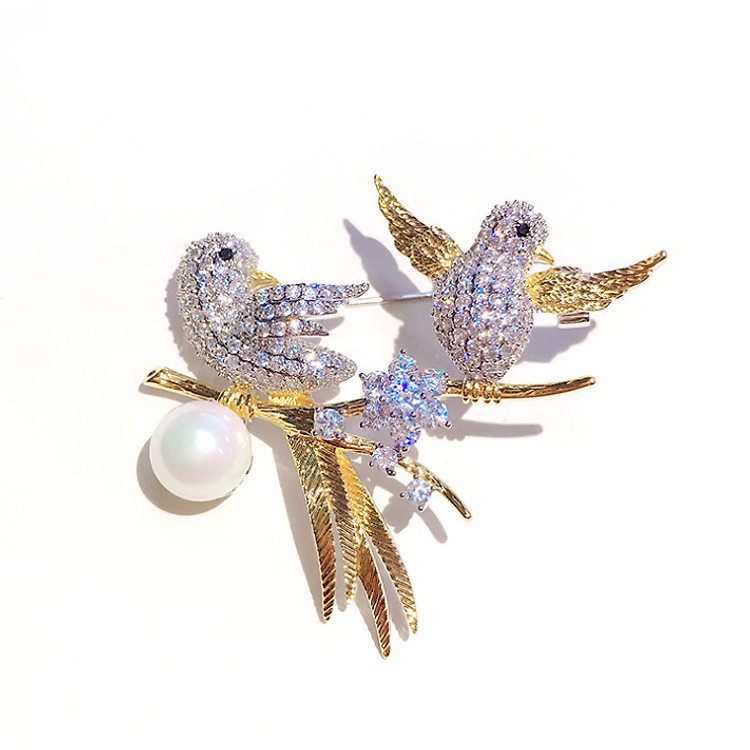 CÀI ÁO BẠC ĐÔI CHIM TRÂM CÀI ÁO CAO CẤP