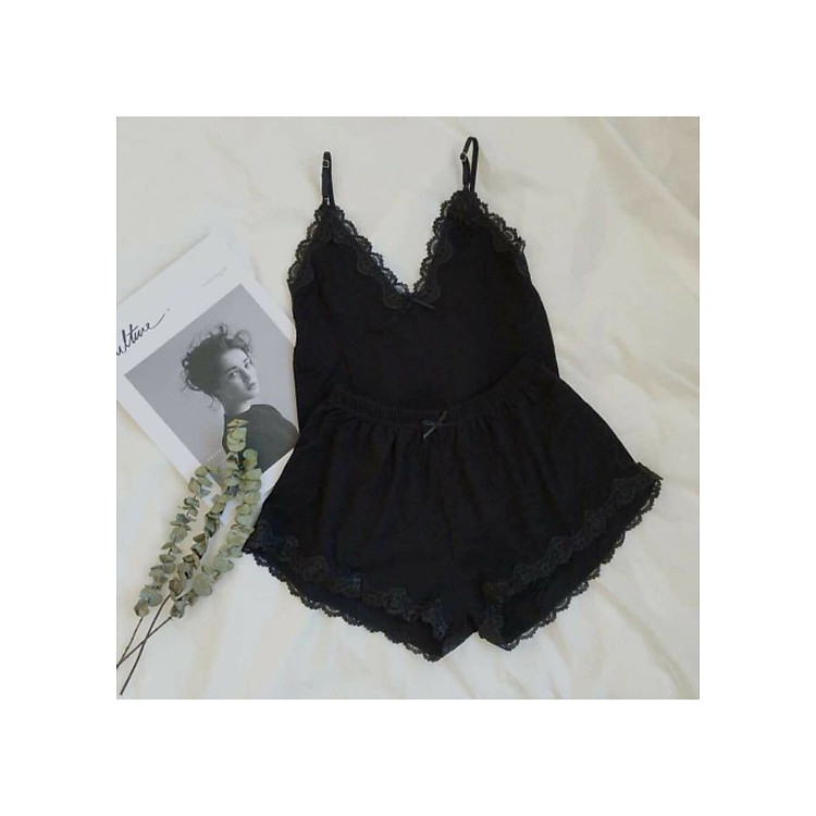 BỘ ĐỒ NGỦ 2 DÂY VIỀN REN THUN GÂN NỮ