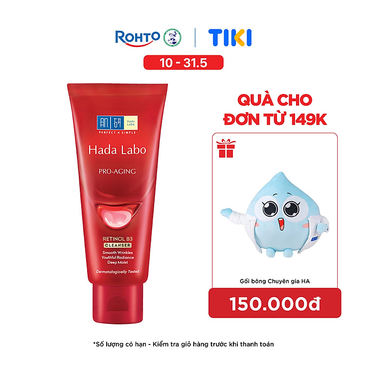 Sữa rửa mặt cải thiện dấu hiệu lão hóa dạng kem Hada Labo Pro-Aging Retinol B3 Cleanser 80g