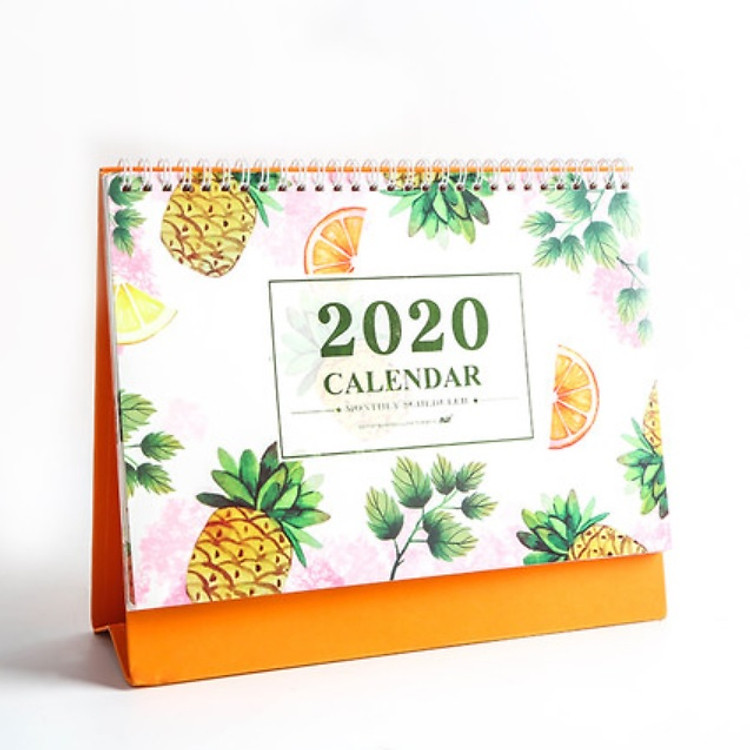 Lịch Để Bàn 2020 Hình Trái Cây - Quả Dứa (Kèm Sticker Trang Trí)