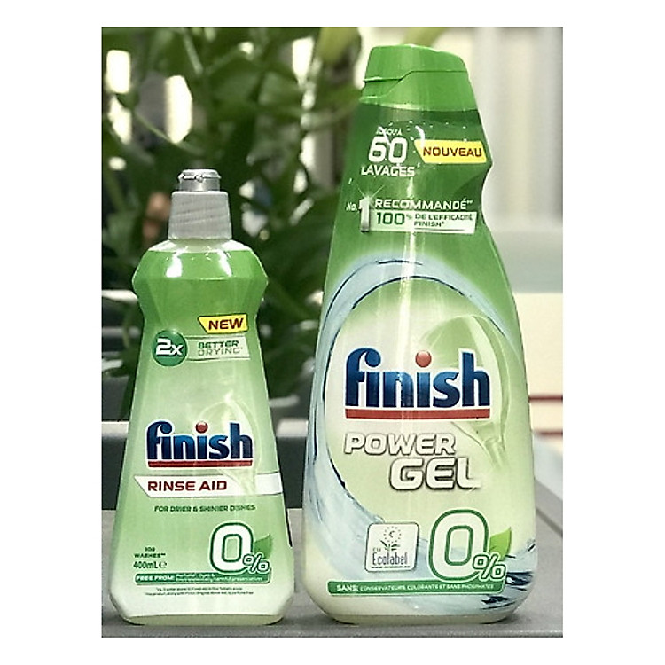 Combo xà phòng Gel rửa bát Finish 1500ml + 1000ml Nước làm bóng alio dùng cho máy rửa bát chén