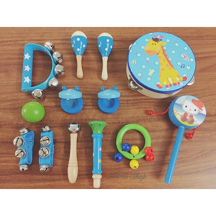 Đồ chơi gỗ sơ sinh - BỘ ĐỒ CHƠI CẢM THỤ ÂM NHẠC 13 CHI TIẾT