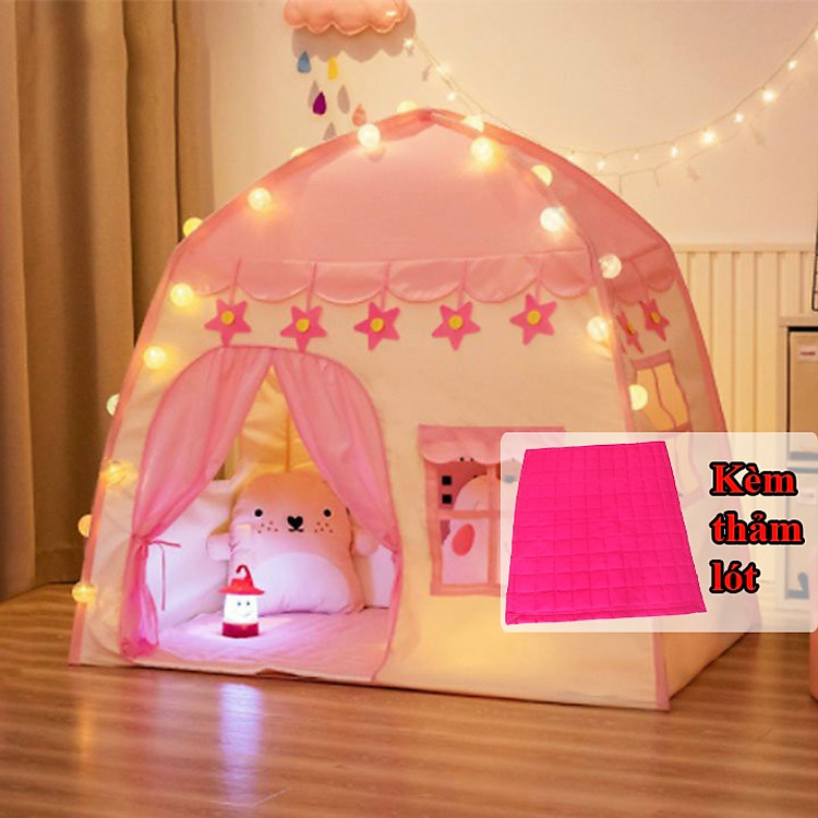 Mua tại Tiki: Mua Lều công chúa hoàng tử kèm đèn và thảm Chính hãng Ưu đãi