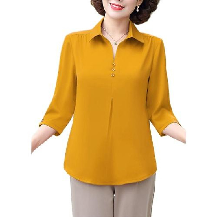 Áo Cổ Sơ Mi Trung Niên Nữ, Áo kiểu trung tuổi U40 U60 cho mẹ lịch sự