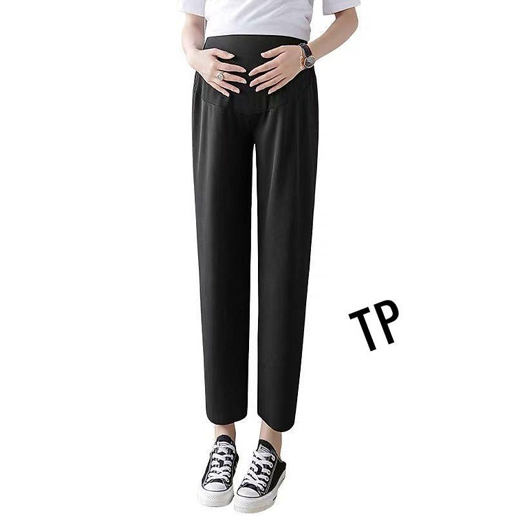 Quần bầu ỐNG suông dáng suông chất đũi tăm mềm mát có đỡ bụng và chun chỉnh