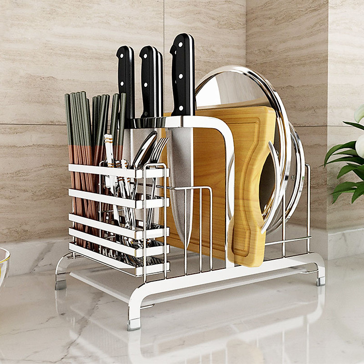 Kệ Dao, Thớt, Vung, Đũa 4 Trong 1 INOX 304 không gỉ