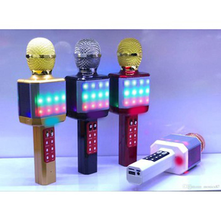 Micro Karaoke WS-1828 Kèm Loa Hát - Đèn Led + Tặng kèm 1 Ghế Đỡ Điện Thoại Đa Năng T2