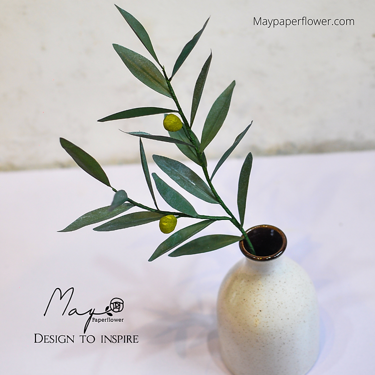 Cành OLIU hoa giấy handmade Maypaperflower - hoa giấy nghệ thuật, trang trí nhà cửa, văn phòng