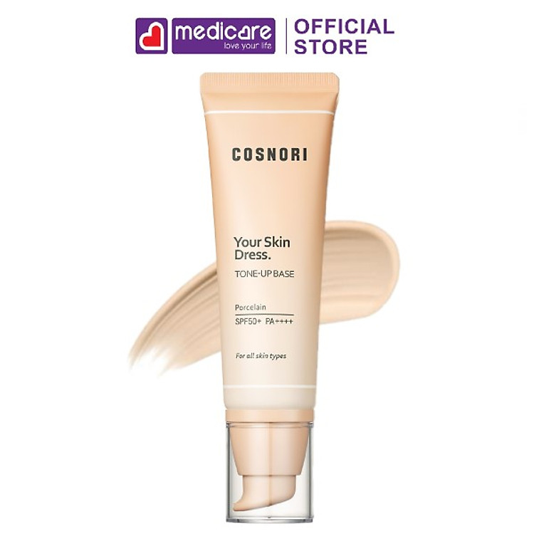Kem nền trang điểm COSNORI your skin dress porcelain SPF50+ PA++++ 50ml