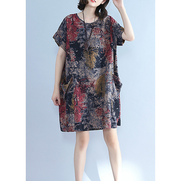 Đầm suông họa tiết 2 túi trước DAM015