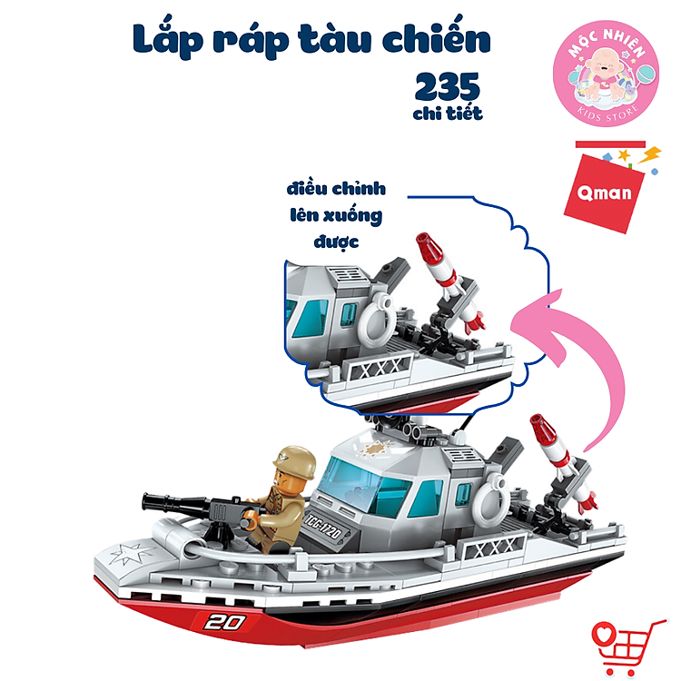 Đồ chơi xếp hình tàu chiến Qman 1720 Chính hãng Ưu đãi - Hình ảnh 4