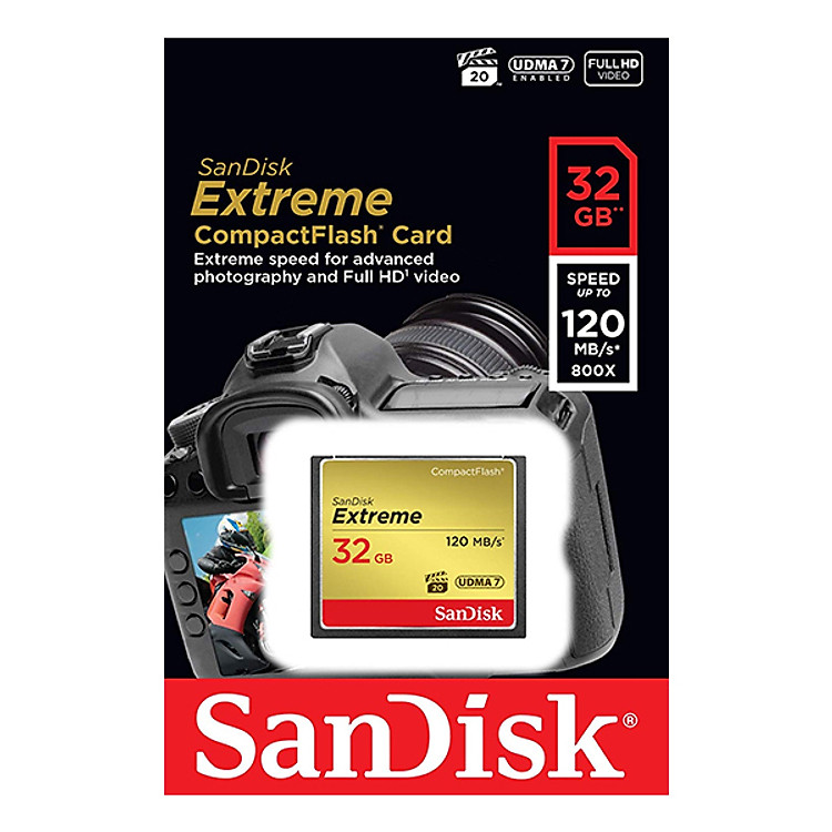 Thẻ Nhớ CF Sandisk 32GB Extreme 800X New (120 Mb/s) - Hàng Nhập Khẩu