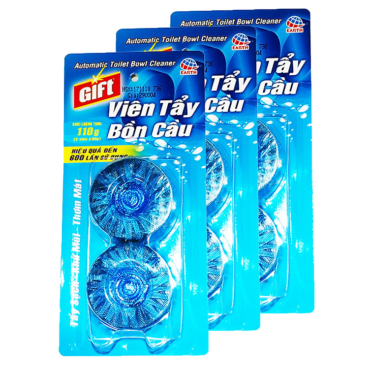 Lốc 3 vỉ Gift Viên Tẩy Bồn Cầu (2 x 55g/vỉ 2 viên)