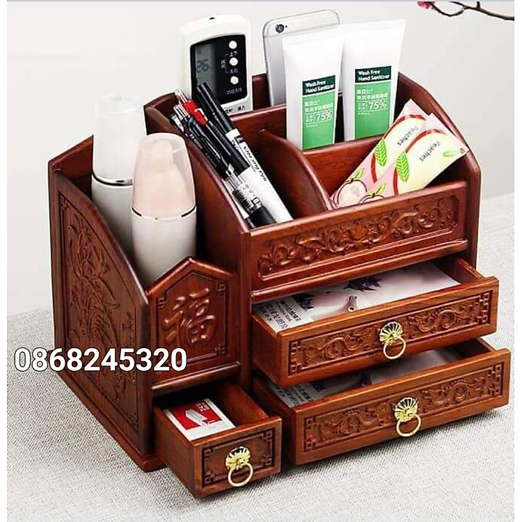 Hộp Giá Sách Đựng Đa Năng Bằng Gỗ Hương (20×29×17cm)