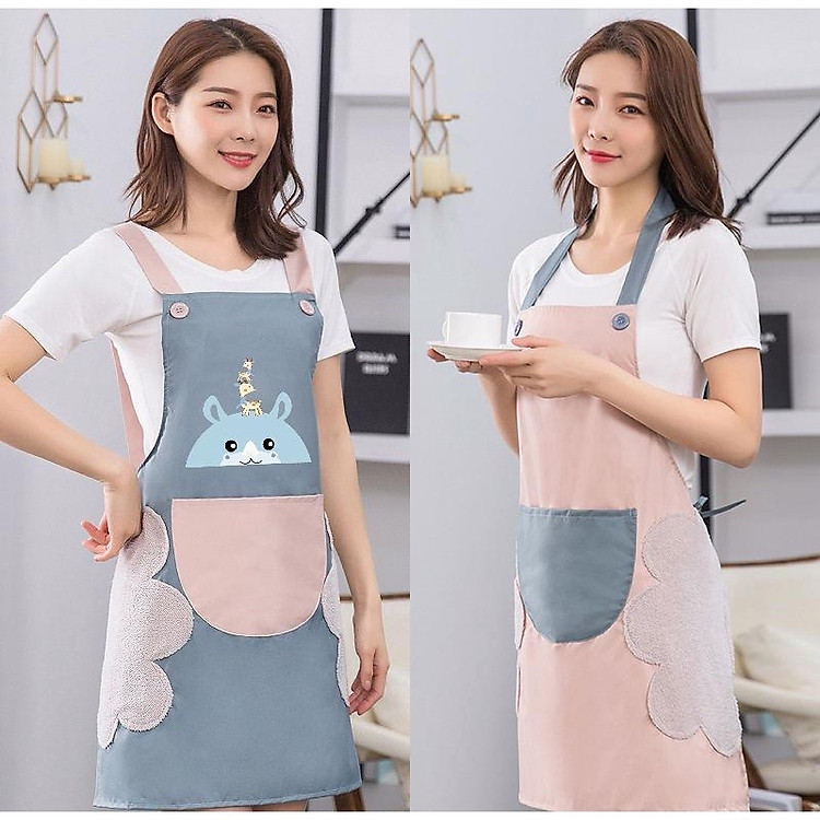 Tạp Dề Nấu Ăn Chống Thấm Tiện Dụng Có Khăn Lau Tay Cho Nam Và Nữ