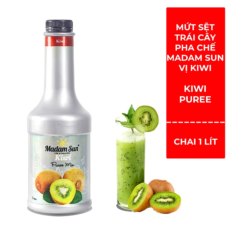 Mứt trái cây pha chế Madamsun vị Kiwi (Kiwi Puree Mix) chai 1L - Hàng nhập khẩu chính hãng Malaysia