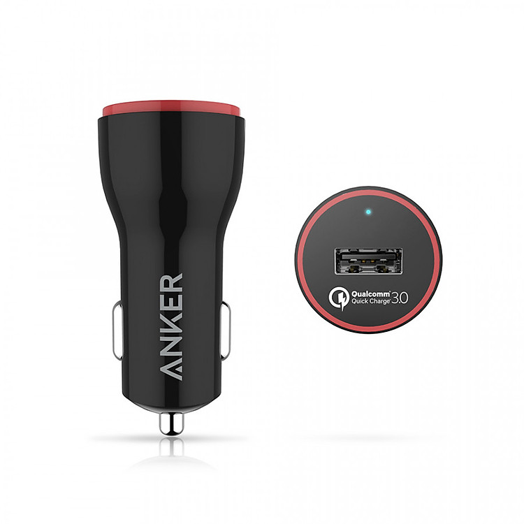 Adapter Sạc Xe Hơi 1 Cổng Anker PowerDrive+ 24W Hỗ Trợ Sạc Nhanh QC 3.0 - A2210 - Hàng Chính Hãng