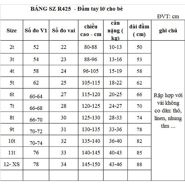 Rập giấy A0 R425 - Đầm tay lỡ cổ sen (BẢN VẼ) - 4 tuổi - Ảnh 4