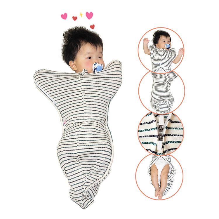 Quấn Nhộng Chũn Cao Cấp Chống Giật Mình Cho Bé - Vải cotton co giãn 4 chiều mềm mát mùa hè - Túi Ngủ Cho Bé