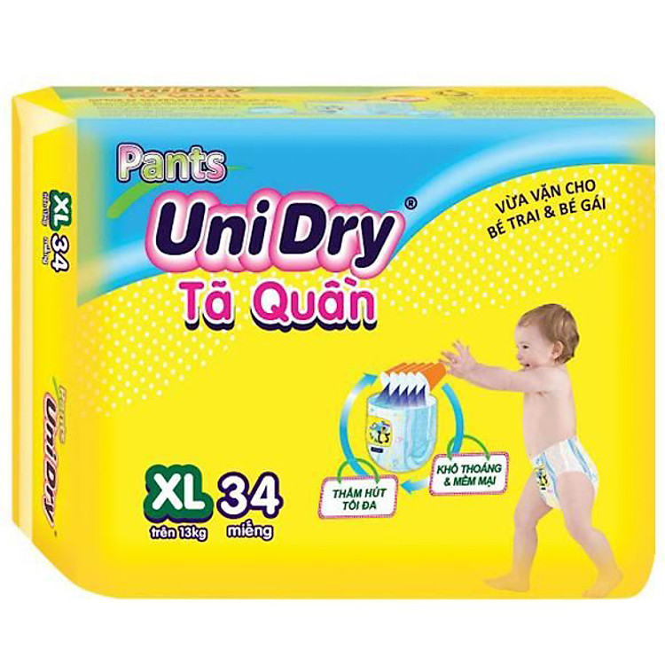 Tã Quần UniDry Gói Đại XL34 (34 Miếng)