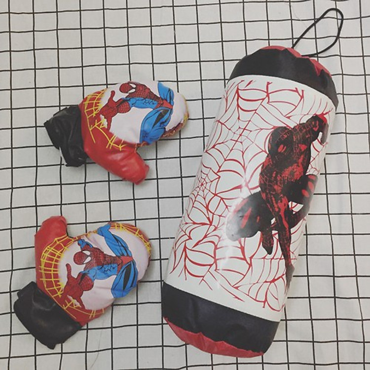 Bao Tập BOXING Kèm 2 Găng Tay Người Nhện Cho Bé