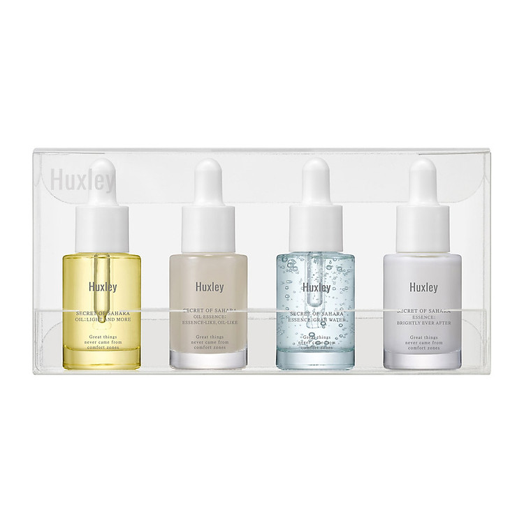 Bộ 4 Chai Tinh Chất Dưỡng Ẩm, Dưỡng Sáng, Phục Hồi Và Ngăn Ngừa Lão Hóa Da Huxley Essence Deluxe Complete 5ml/Chai