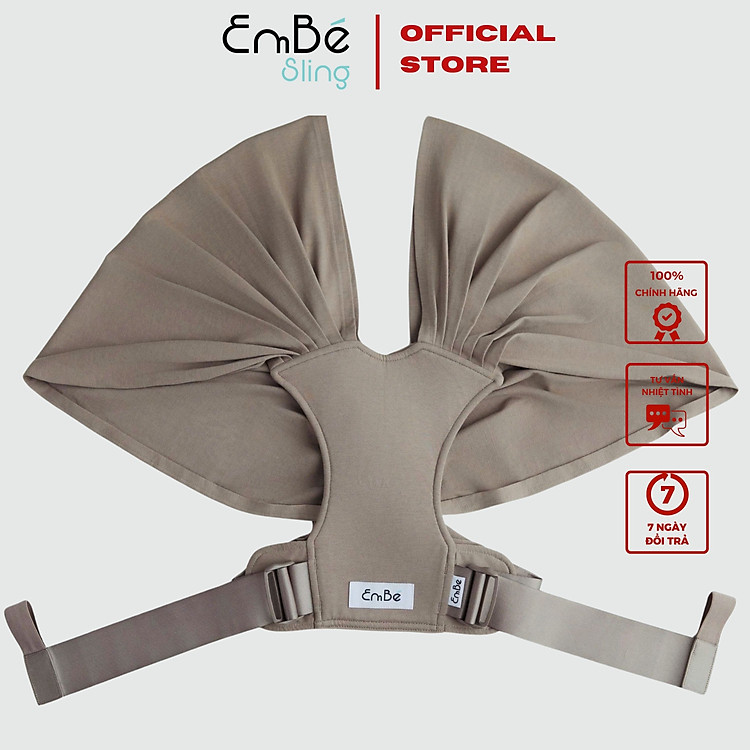 [THIẾT KẾ MỚI] Địu Vải EmBé Sling Cao Cấp Màu Mocha Dành Cho Bé Sơ Sinh Từ 0 Đến 24 Tháng Tuổi