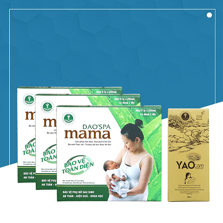Combo 3 hộp xông tắm sau sinh Dao'spa mama và 1 hộp xông ngâm vùng kín Yaocare mama - DK Pharma