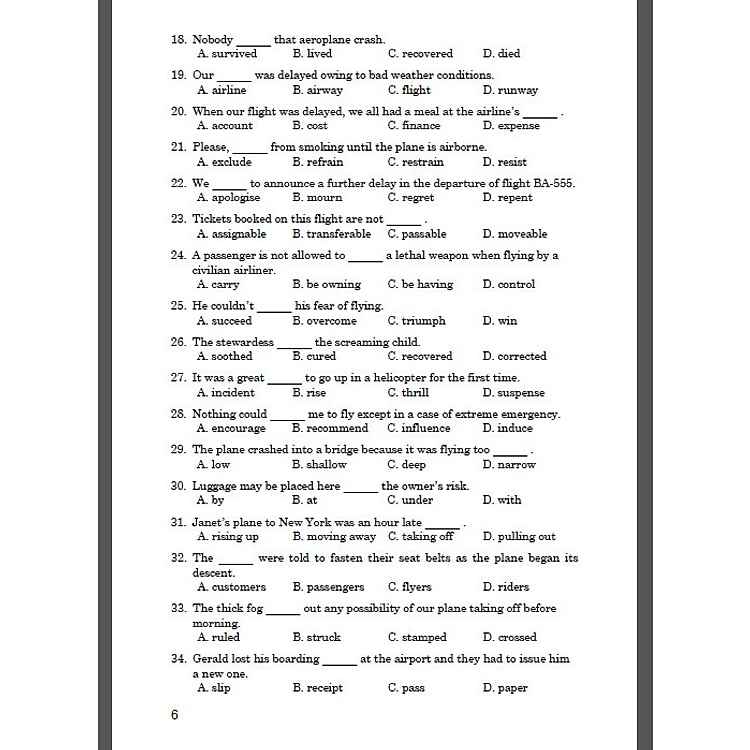 Câu hỏi trắc nghiệm chuyên đề từ vựng Tiếng Anh 12 - Ảnh 4