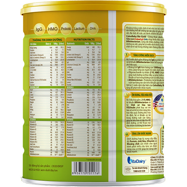 Sữa Bột Vitadairy COLOSBABY BIO GOLD 800g Chất lượng Giá tốt - Hình ảnh 3