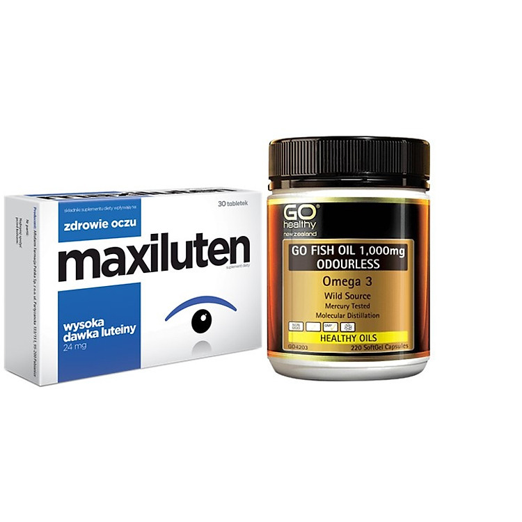 Combo Viên Bổ Mắt Maxiluten và Viên Dầu Cá Omega 3 GO Fish Oil 1000mg