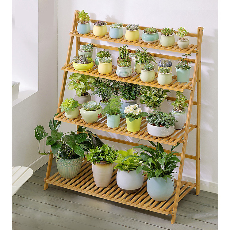 Kệ hoa cây cảnh gấp gọn gỗ tre tự nhiên thương hiệu MuMaRen nhập khẩu