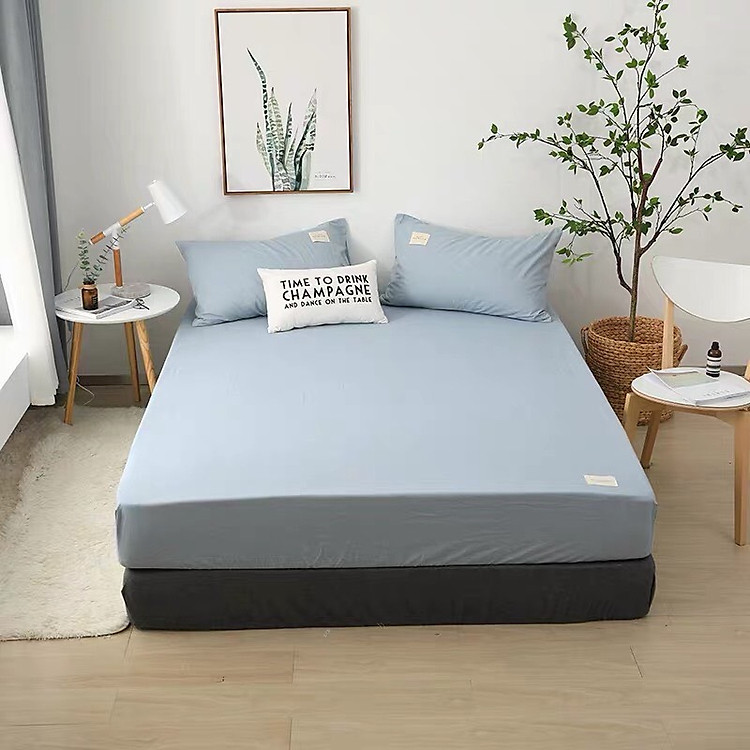 Ga Chun & Vỏ Gối Cotton TC BASSIC - Xanh Dương Nhạt