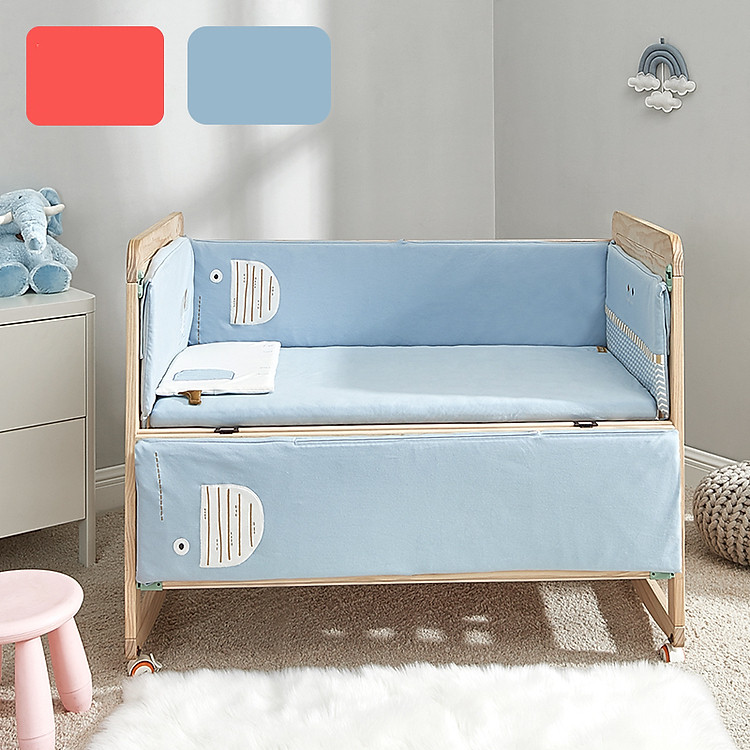 Quây Cũi Cho Bé - Vải Cotton Thoáng Mát, Kèm Gối Chống Méo Đầu