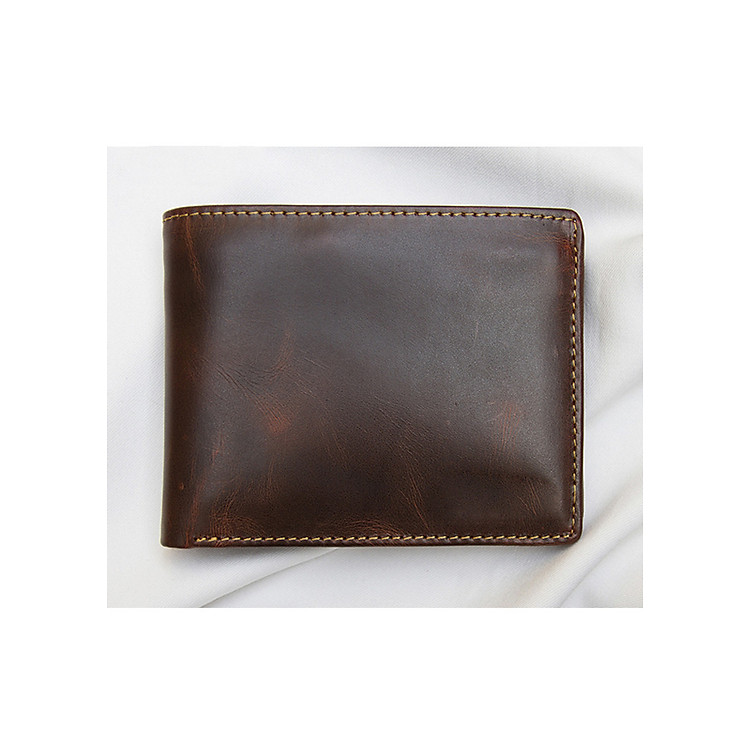 Ví nam da bò Pull up , Bóp nam da bò VI75 , Tặng Vòng tay tỳ hưu phong thủy may mắn tài lộc (Ví ngang)