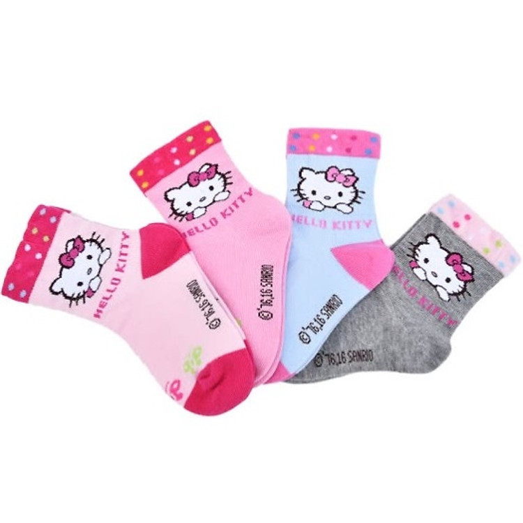 Tất Cotton Hello Kitty Cho Bé Gái (20-22CM) (4 Đôi)