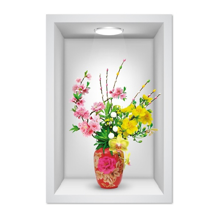 Tranh dán tường ô 3D lọ hoa 006 KT 40 x 60 cm