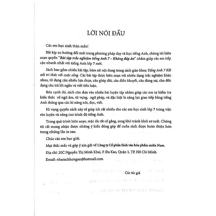 Bài Tập Trắc Nghiệm Tiếng Anh Lớp 7 - Không Đáp Án - Ảnh 5