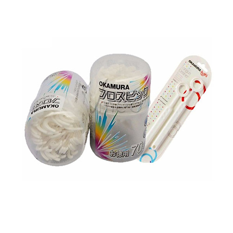 Combo 2 hộp Tăm Chỉ Nha Khoa 70 cái + 1 dụng cụ cạo lưỡi siêu sạch