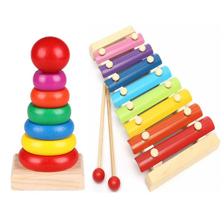 COMBO đàn gõ 8 thanh và xếp tháp 7 màu