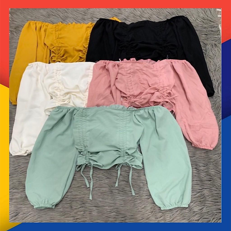 ÁO CROPTOP TAY DÀI DÂY RÚT SIÊU ĐẸP
