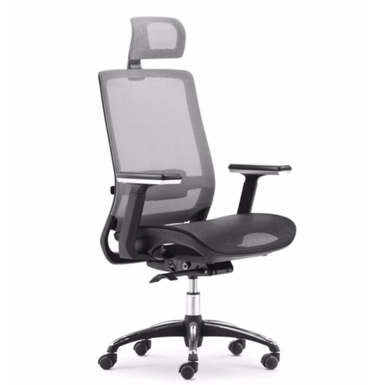 Ghế Văn Phòng AZ PRICE Phân Khúc Cao Cấp - Lưng Cao, Có Tựa Đầu W3838-Xám - Hàng Nhập Khẩu