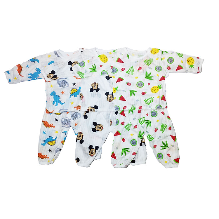 Sét 5 Bộ Dài Tay Cotton Giấy Chất Đẹp Thoáng Mát Cho Bé