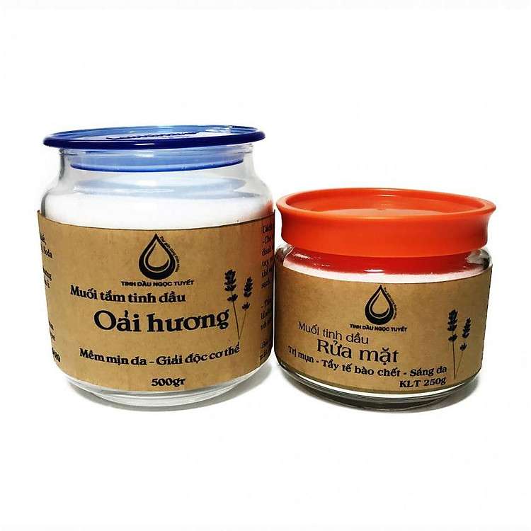 Combo 2 muối tinh dầu oải hương và muối rửa mặt oải hương Ngọc Tuyết 750gr